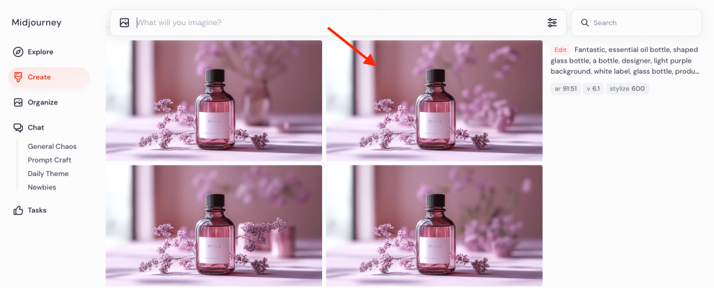 미드저니에서 마음에 드는 생성이미지 선택